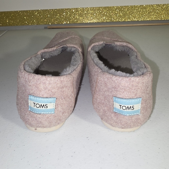 TOMS Women's Alpargata Faux Fur Lined Slip-On Flats dusty rose Sz.7.5 Slippers - Picture 11 of 16